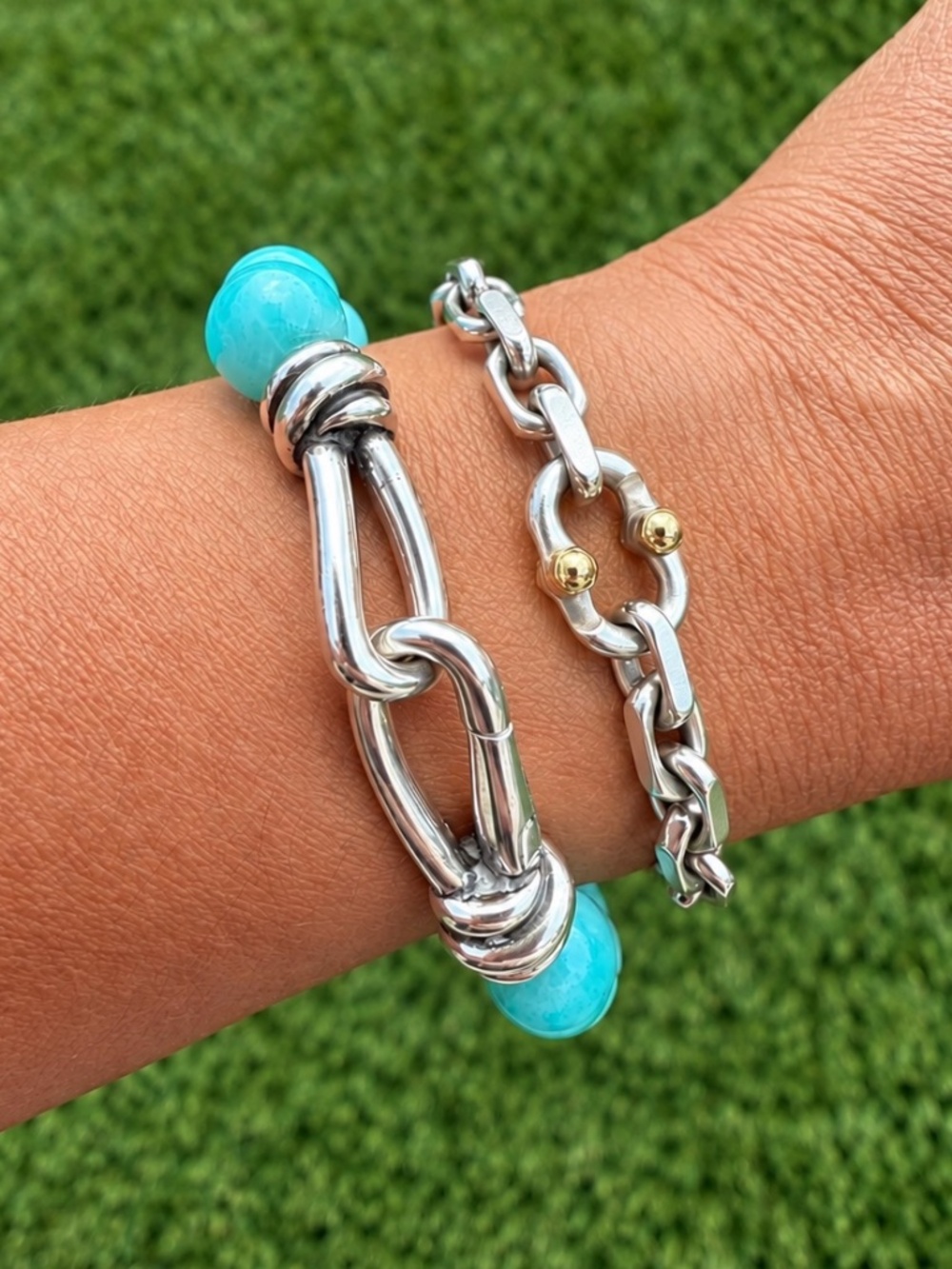 RARE LONG Tiffany & Co. Paloma Picasso Amazonite Bead Bracelet, 9"